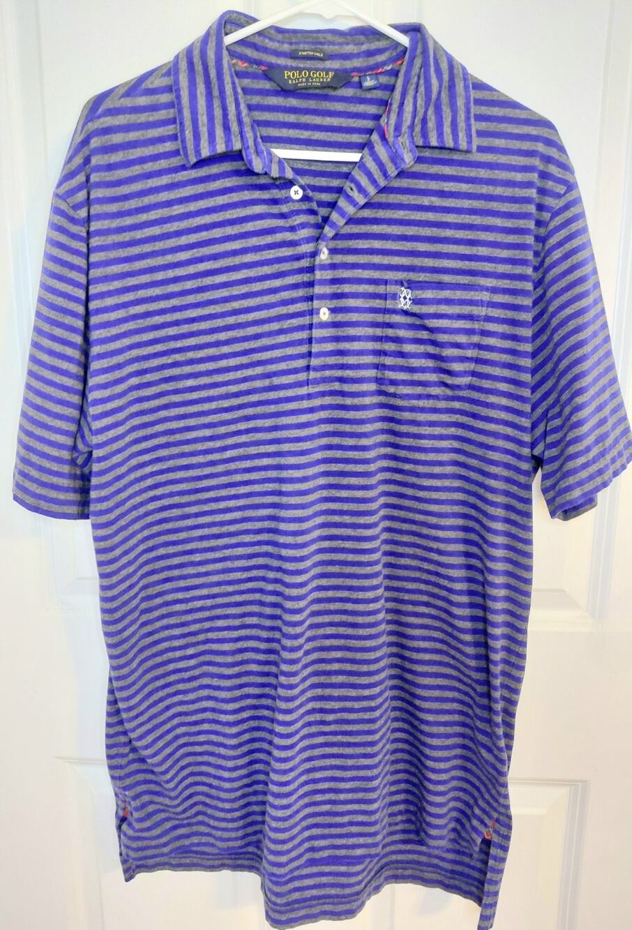 Polo Golf Ralph Lauren Striped Pocket Polo Shirt Men's Sz Large Preppy Dadcore